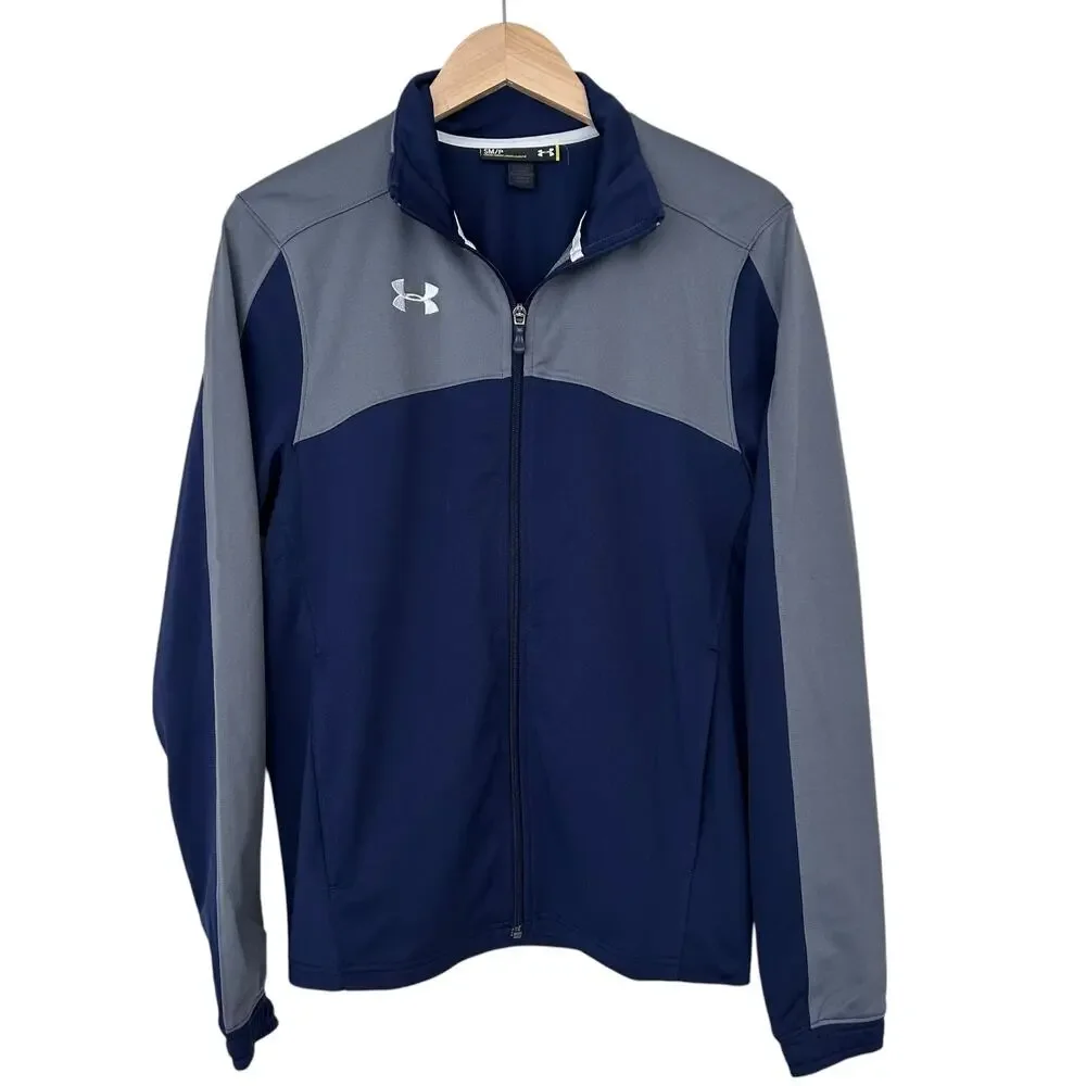 Under Armour Navy Blue Gray Full Zip Sweatshirt Sz S